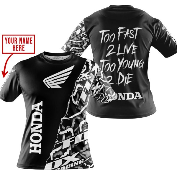 TOO FAST TO LIVE TOO YOUNG TO DIE - LIMITED EDITION - CUSTOM NAME - HONDA - BLACK - Image 4