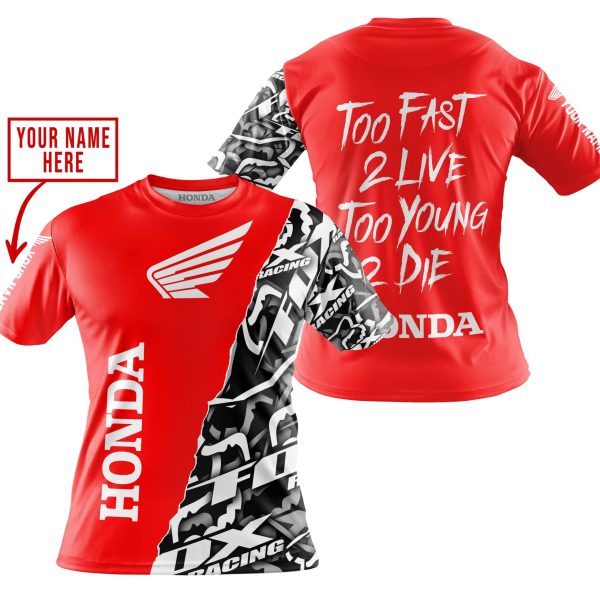 TOO FAST TO LIVE TOO YOUNG TO DIE - LIMITED EDITION - CUSTOM NAME - HONDA - RED - Image 4