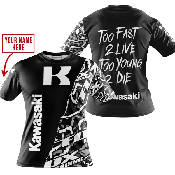 TOO FAST TO LIVE TOO YOUNG TO DIE - LIMITED EDITION - CUSTOM NAME - KAWASAKI - BLACK - Image 3