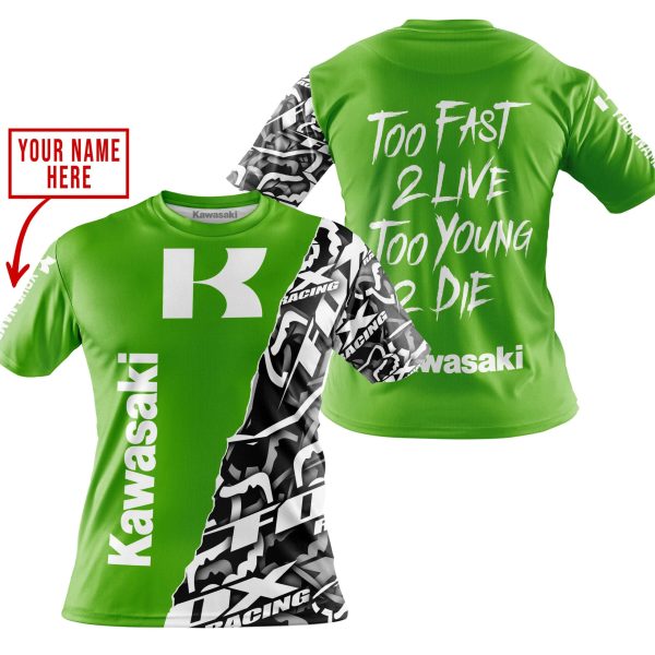 TOO FAST TO LIVE TOO YOUNG TO DIE - LIMITED EDITION - CUSTOM NAME - KAWASAKI - GREEN - Image 4