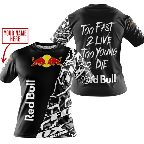 TOO FAST TO LIVE TOO YOUNG TO DIE - LIMITED EDITION - CUSTOM NAME - RED BULL - BLACK - Image 4