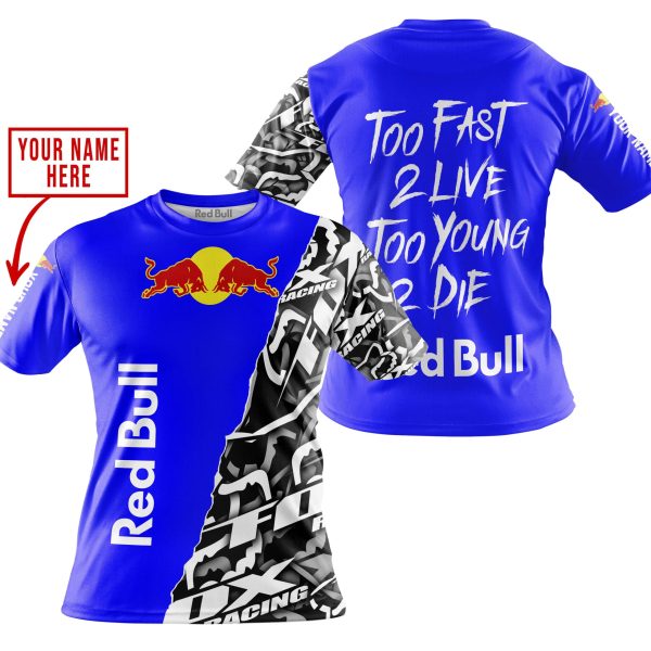 TOO FAST TO LIVE TOO YOUNG TO DIE - LIMITED EDITION - CUSTOM NAME - RED BULL - BLUE - Image 4