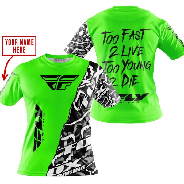 TOO FAST TO LIVE TOO YOUNG TO DIE - LIMITED EDITION - CUSTOM NAME - FLY RACING - GREEN - Image 4