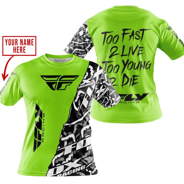 TOO FAST TO LIVE TOO YOUNG TO DIE - LIMITED EDITION - CUSTOM NAME - FLY RACING - GREEN 1 - Image 4