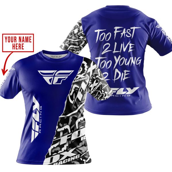 TOO FAST TO LIVE TOO YOUNG TO DIE - LIMITED EDITION - CUSTOM NAME - FLY RACING - NAVY - Image 4