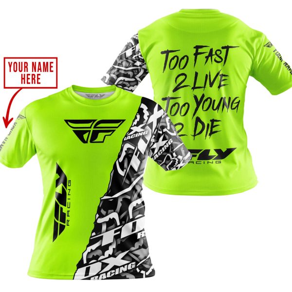 TOO FAST TO LIVE TOO YOUNG TO DIE - LIMITED EDITION - CUSTOM NAME - FLY RACING - NEON - Image 4