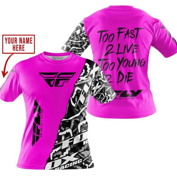 TOO FAST TO LIVE TOO YOUNG TO DIE - LIMITED EDITION - CUSTOM NAME - FLY RACING - PINK - Image 4