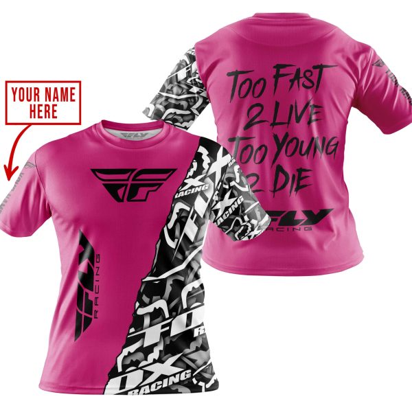TOO FAST TO LIVE TOO YOUNG TO DIE - LIMITED EDITION - CUSTOM NAME - FLY RACING - PINK 1 - Image 4