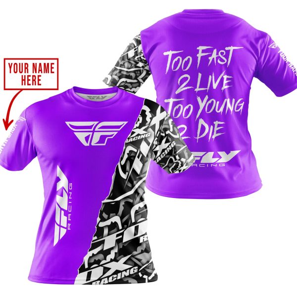 TOO FAST TO LIVE TOO YOUNG TO DIE - LIMITED EDITION - CUSTOM NAME - FLY RACING - PURPLE - Image 4