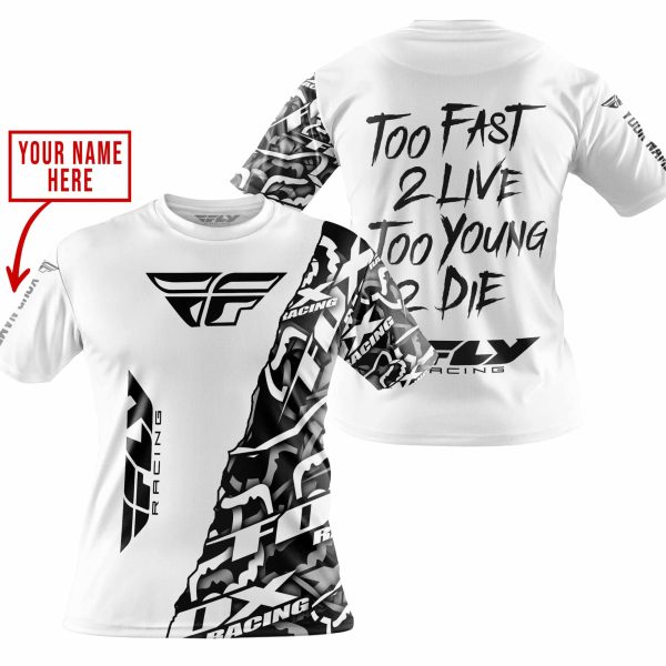 TOO FAST TO LIVE TOO YOUNG TO DIE - LIMITED EDITION - CUSTOM NAME - FLY RACING - WHITE - Image 4