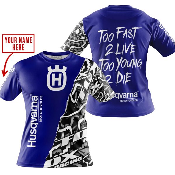 TOO FAST TO LIVE TOO YOUNG TO DIE - LIMITED EDITION - CUSTOM NAME - HUSQVARNA - NAVY - Image 4