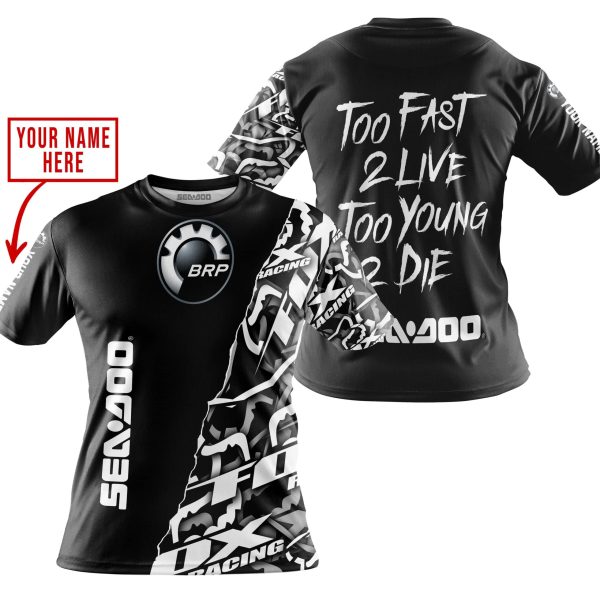 TOO FAST TO LIVE TOO YOUNG TO DIE - LIMITED EDITION - CUSTOM NAME - SEA DOO - BLACK - Image 4