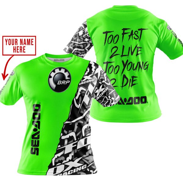 TOO FAST TO LIVE TOO YOUNG TO DIE - LIMITED EDITION - CUSTOM NAME - SEA DOO - GREEN - Image 4