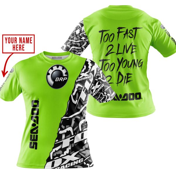TOO FAST TO LIVE TOO YOUNG TO DIE - LIMITED EDITION - CUSTOM NAME - SEA DOO - GREEN 1 - Image 4