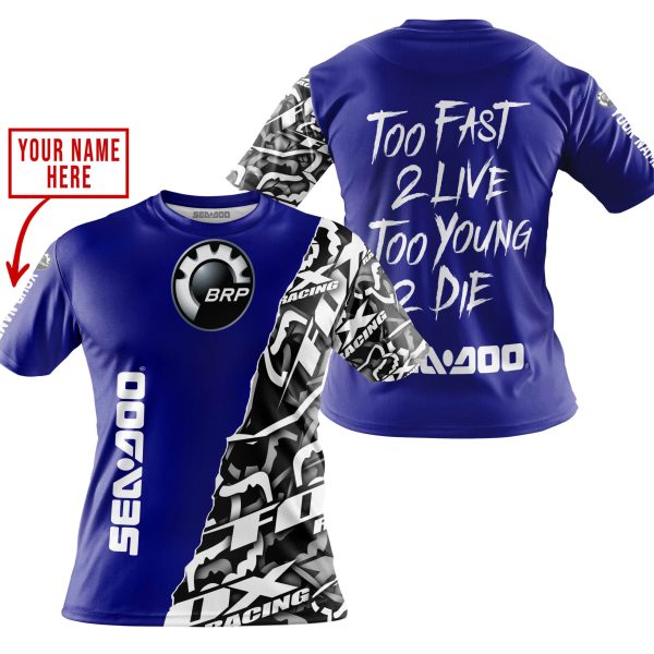 TOO FAST TO LIVE TOO YOUNG TO DIE - LIMITED EDITION - CUSTOM NAME - SEA DOO - NAVY - Image 4