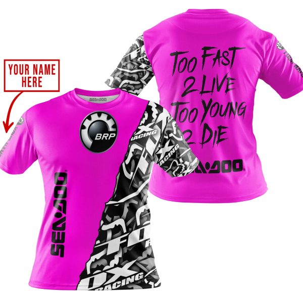 TOO FAST TO LIVE TOO YOUNG TO DIE - LIMITED EDITION - CUSTOM NAME - SEA DOO - PINK - Image 4