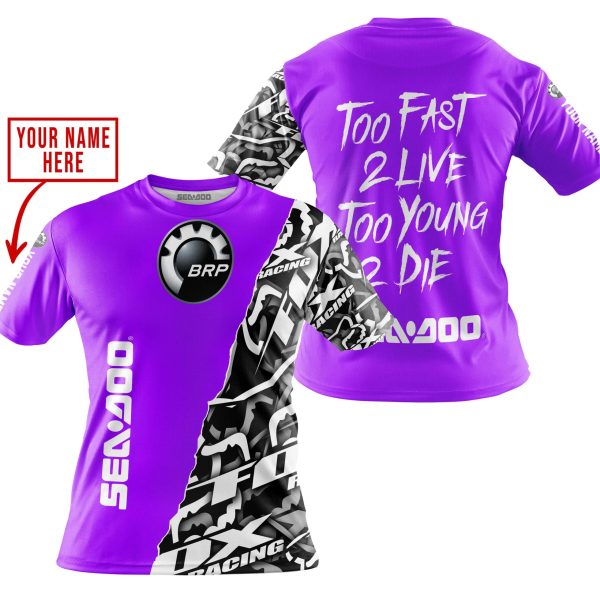 TOO FAST TO LIVE TOO YOUNG TO DIE - LIMITED EDITION - CUSTOM NAME - SEA DOO - PURPLE - Image 4