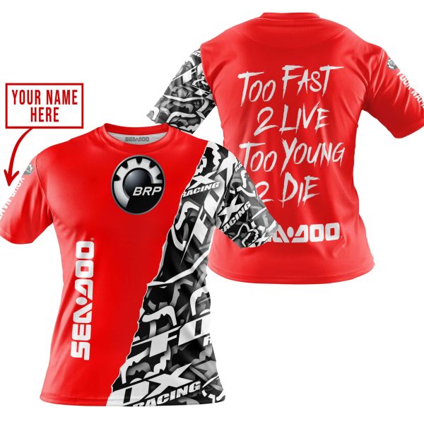 TOO FAST TO LIVE TOO YOUNG TO DIE - LIMITED EDITION - CUSTOM NAME - SEA DOO - RED - Image 4