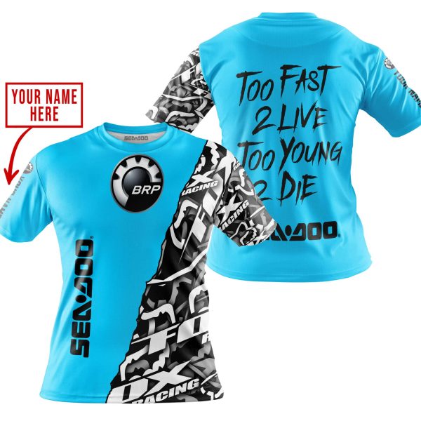 TOO FAST TO LIVE TOO YOUNG TO DIE - LIMITED EDITION - CUSTOM NAME - SEA DOO - SKY BLUE - Image 4