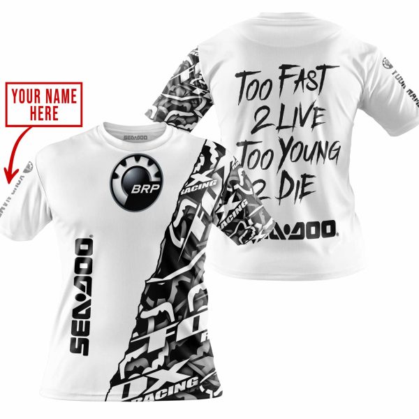 TOO FAST TO LIVE TOO YOUNG TO DIE - LIMITED EDITION - CUSTOM NAME - SEA DOO - WHITE - Image 4