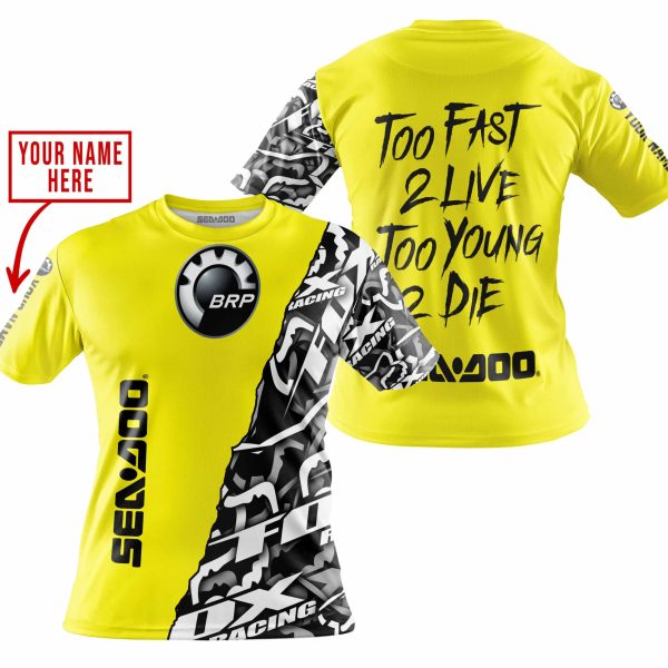 TOO FAST TO LIVE TOO YOUNG TO DIE - LIMITED EDITION - CUSTOM NAME - SEA DOO - YELLOW - Image 4