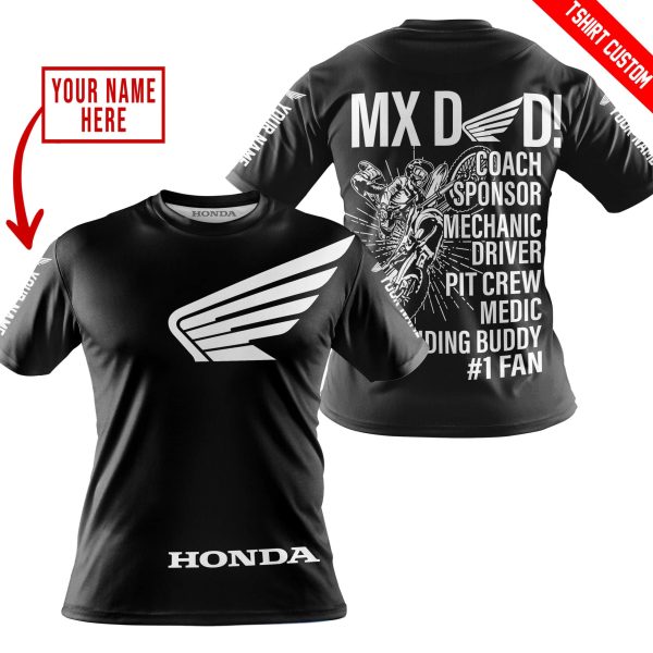 MX DAD - PERSONALISED GIFTS FOR CHILDREN & ADULTS - HONDA - BLACK WHITE - Image 4