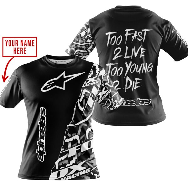 TOO FAST TO LIVE TOO YOUNG TO DIE - LIMITED EDITION - CUSTOM NAME - ALPINESTARS - BLACK - Image 4