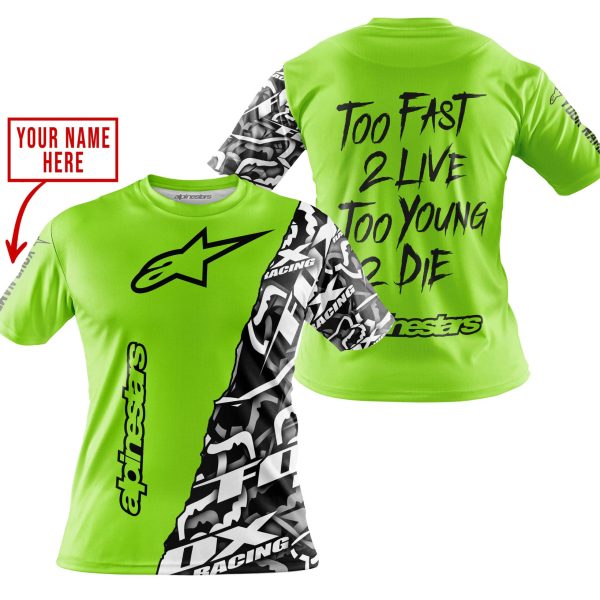 TOO FAST TO LIVE TOO YOUNG TO DIE - LIMITED EDITION - CUSTOM NAME - ALPINESTARS - GREEN 1 - Image 4