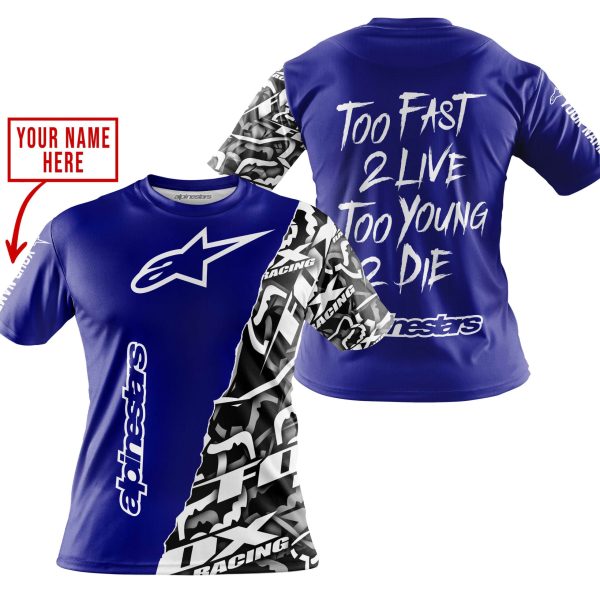 TOO FAST TO LIVE TOO YOUNG TO DIE - LIMITED EDITION - CUSTOM NAME - ALPINESTARS - NAVY - Image 4
