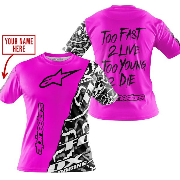 TOO FAST TO LIVE TOO YOUNG TO DIE - LIMITED EDITION - CUSTOM NAME - ALPINESTARS - PINK - Image 4