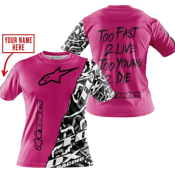 TOO FAST TO LIVE TOO YOUNG TO DIE - LIMITED EDITION - CUSTOM NAME - ALPINESTARS - PINK 1 - Image 4