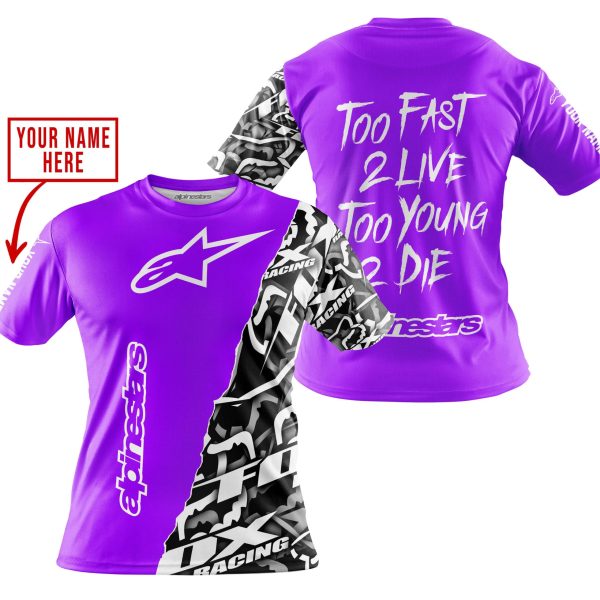 TOO FAST TO LIVE TOO YOUNG TO DIE - LIMITED EDITION - CUSTOM NAME - ALPINESTARS - PURPLE - Image 4