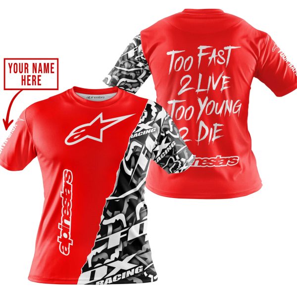 TOO FAST TO LIVE TOO YOUNG TO DIE - LIMITED EDITION - CUSTOM NAME - ALPINESTARS - RED - Image 4