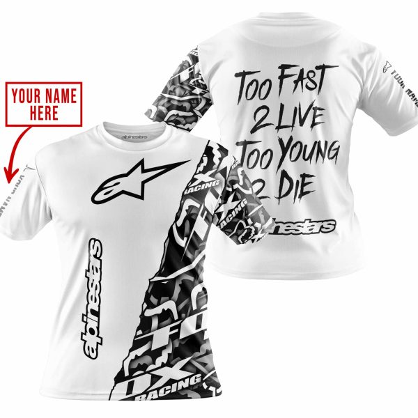TOO FAST TO LIVE TOO YOUNG TO DIE - LIMITED EDITION - CUSTOM NAME - ALPINESTARS - WHITE - Image 3