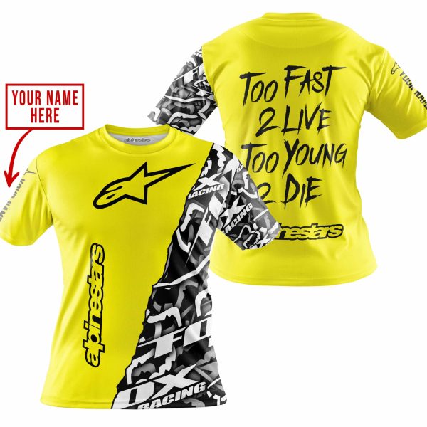 TOO FAST TO LIVE TOO YOUNG TO DIE - LIMITED EDITION - CUSTOM NAME - ALPINESTARS - YELLOW - Image 4