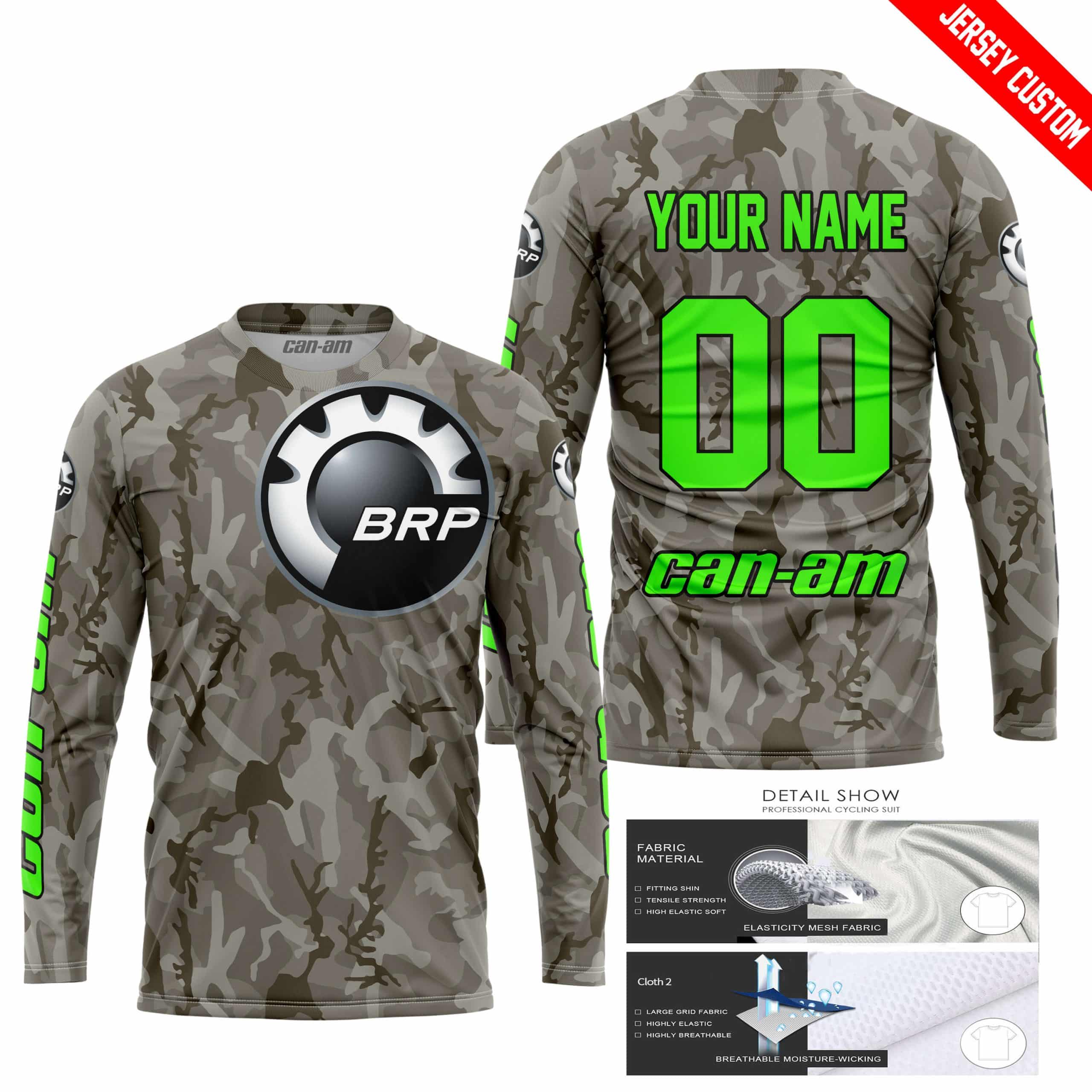LIMITED EDITION PRODUCTS - US ARMY V2 - CAN AM RACING - CUSTOM NAME - GREEN - Image 3