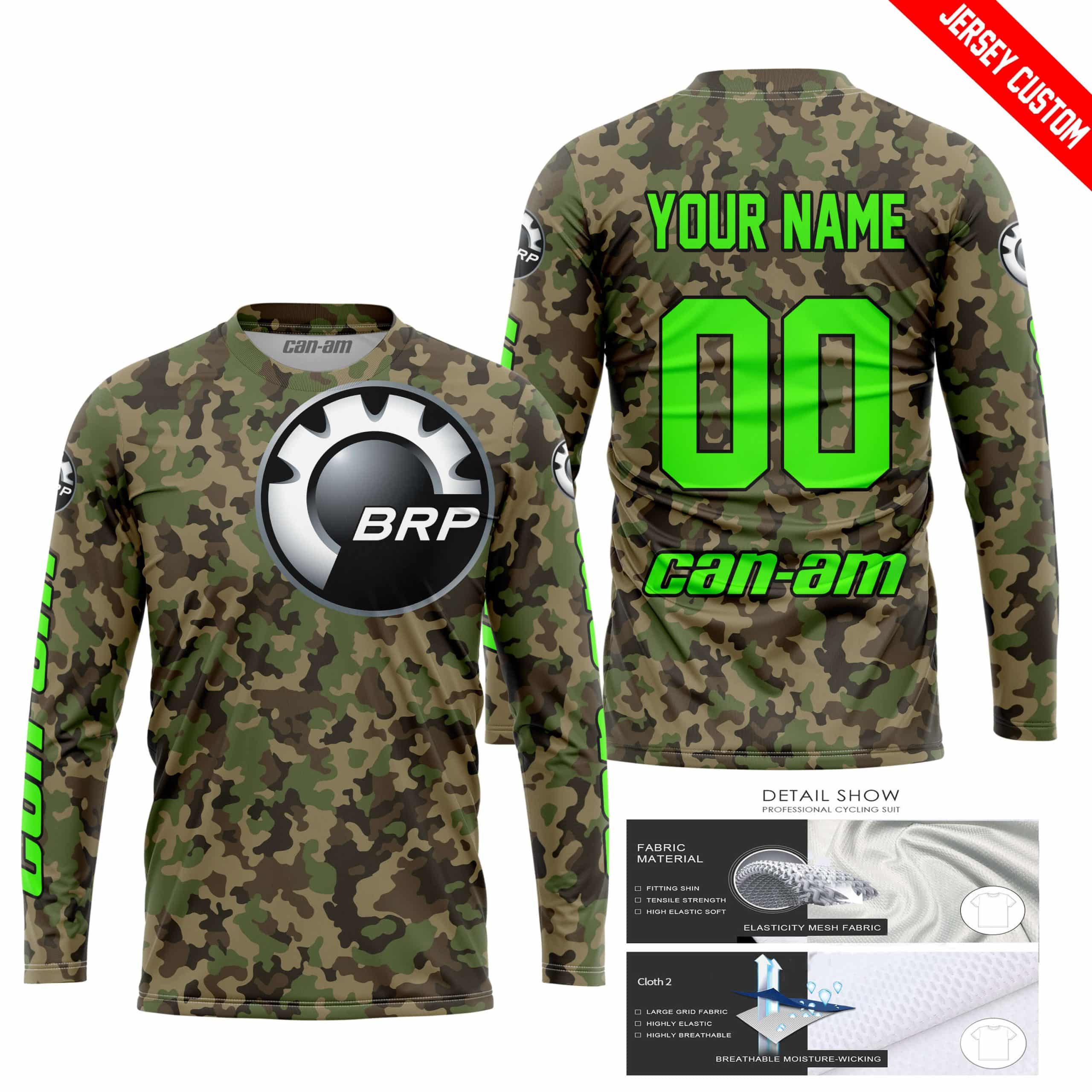 LIMITED EDITION PRODUCTS - US ARMY V3 - CAN AM RACING - CUSTOM NAME - GREEN - Image 2